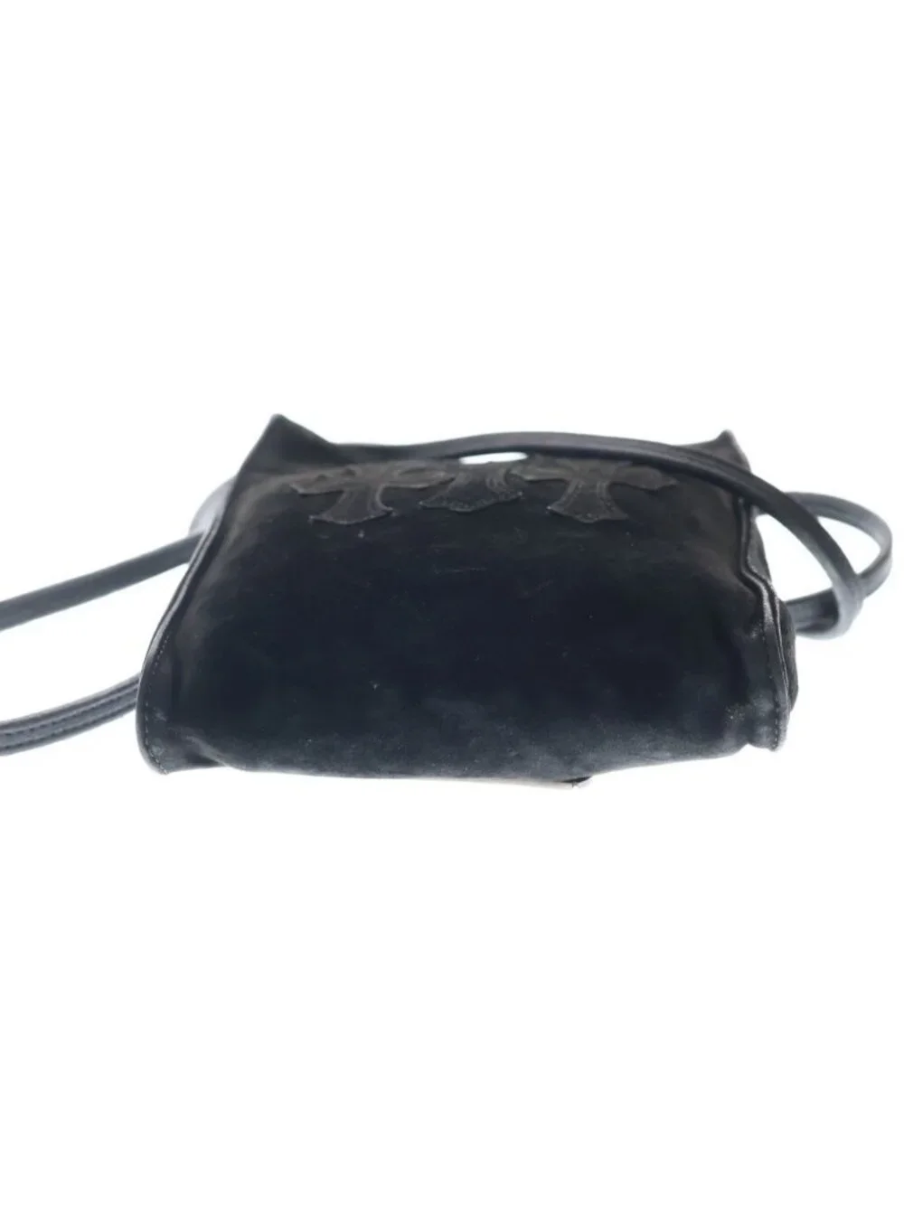 Chrome Hearts SQ Pkt Crs Square Pocket 3 Cross Patch Suede Shoulder Bag